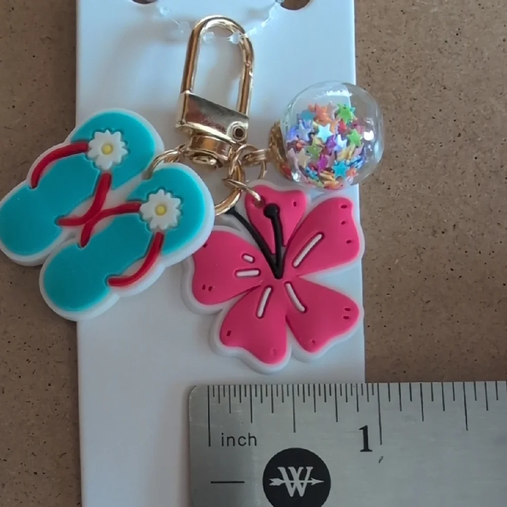 Tropical Blue and Pink Jewelry Zipper Pull Charm